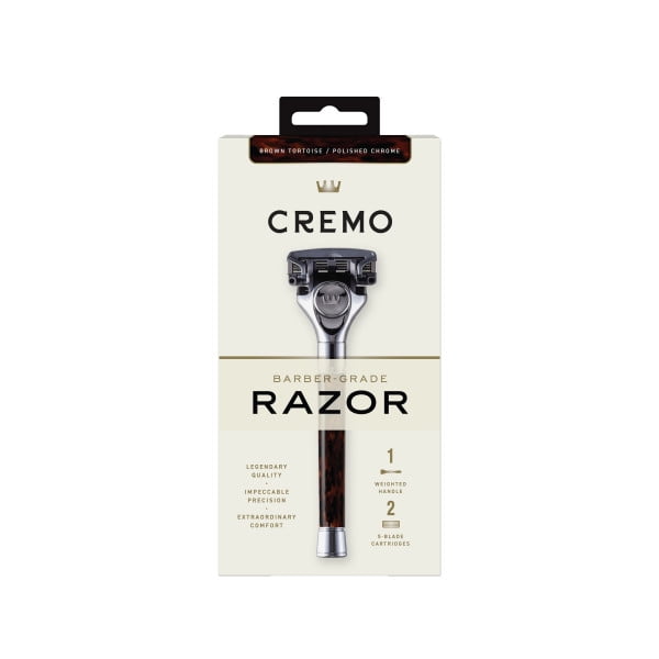 Cremo Tortoise Razor + 2 Refills & Moisturizing Shaving Cream for Men, Sandalwood Scent Variety Pack