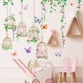 thumbnail image 1 of Adhesivos de pared con forma de jaula de pájaros con flores y mariposas, 40 x 59 cm, PVC, 1 of 4
