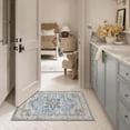 thumbnail image 2 of Toyoso 2x3 Machine Washable Area Rug, Soft Polyester Vintage Medallion Distressed Accent Rug, Non-Slip Oriental Floral Carpet for Living Room Bedroom, Light Blue, 2 of 7