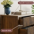 thumbnail image 6 of Fluted Nightstand Set of 2 with 3 Drawers, Mid-Century Modern Bedside Table, 23.7'' Wide Wood End Table for Bedroom, Walnut Finish, 6 of 10