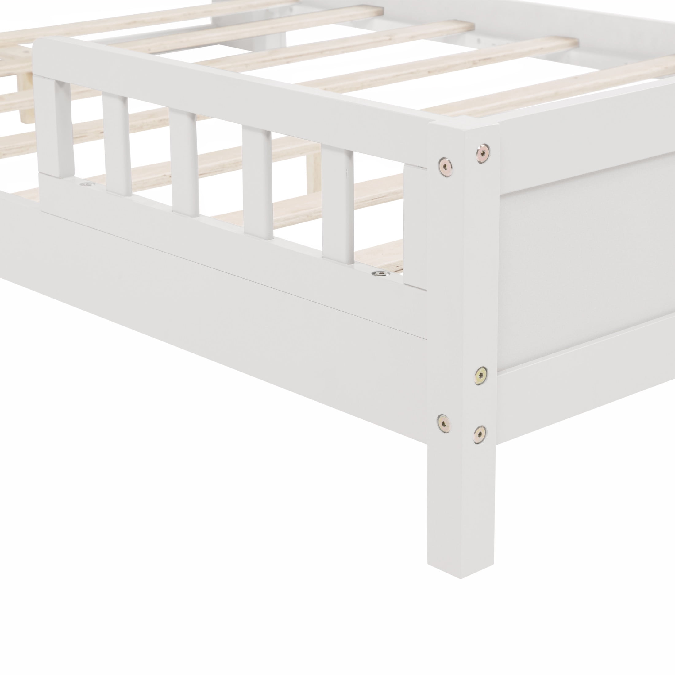 Noble House Elen Full Bed with Bookcase Headboard and LED  Sensor Light, Pine Wood Bed, Kid's Room, White