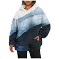 thumbnail image 2 of PENGXIANG Femmes Mode Quotidienne Polyvalent Décontracté Sweat-Shirt Col Rond Manches Longues Gradient Top Sweat-Shirts Bleu, 2 of 5