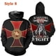 thumbnail image 3 of Sudadera con capucha de caballero templario para hombre, sudadera con estampado 3D para hombre y mujer, sudaderas con capucha informales, jersey de hip hop, camisetas de calle Harajuku, 3 of 5