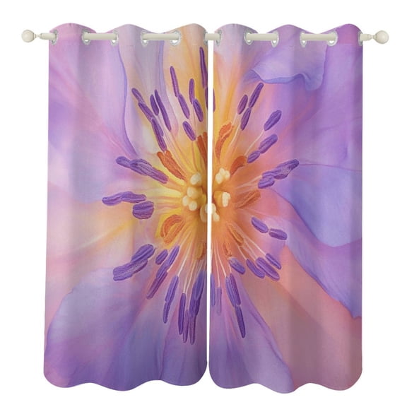 Lavender Flower Window Curtains for Bedroom Colorful Printed Window Drapes Blackout Thermal Insulated Grommet Window Treatment 2 Panels Set