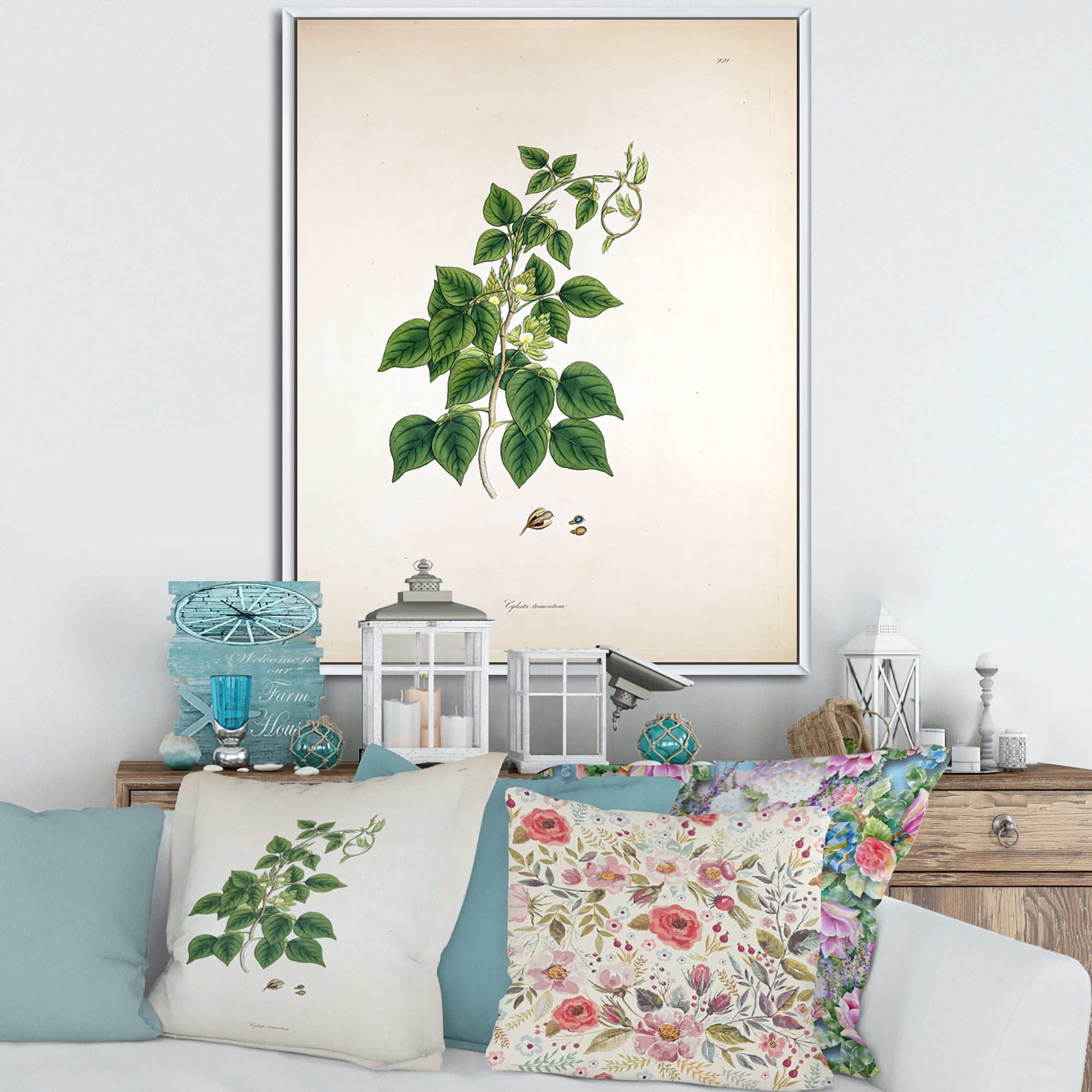 Ancient London Plants VIII 24 in x 32 in Framed Painting Canvas Art Print, by Designart
