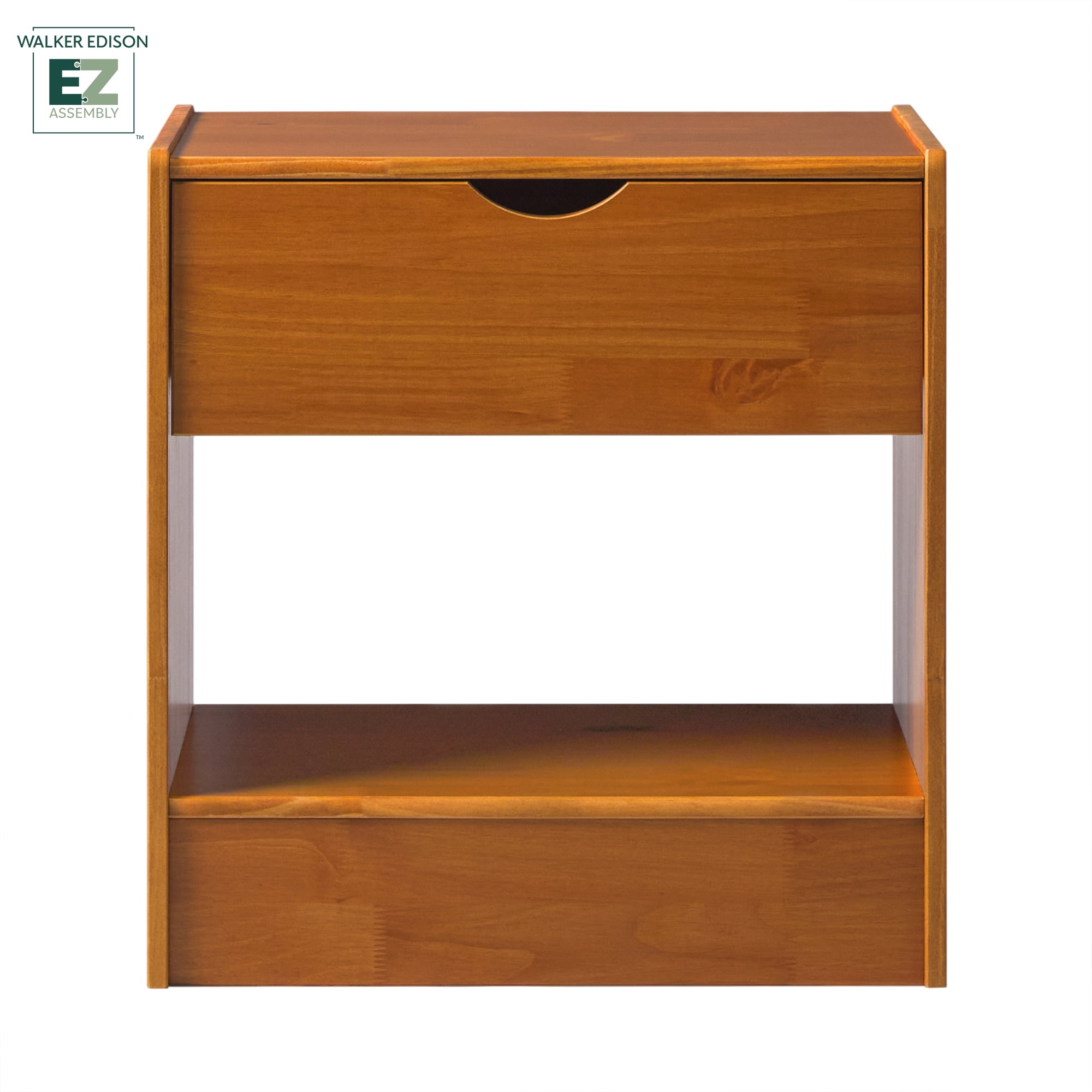 Walker Edison Declan 1 Drawer Nightstand, Caramel Brown