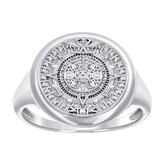 925 Sterling Silver Mens Aztec Calendar Fashion Ring 17.1mm Wide Size 11 Ring for Men - 4.6 Grams