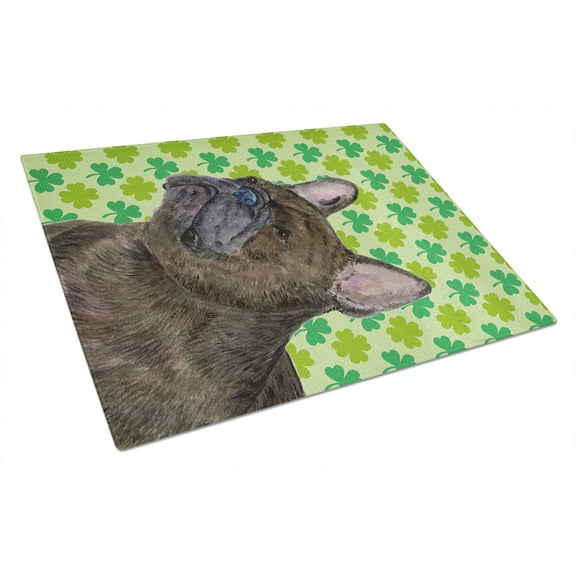 Caroline's Treasures French Bulldog St. Patrick's Day Shamrock Portrait Glass Cutting Board Large