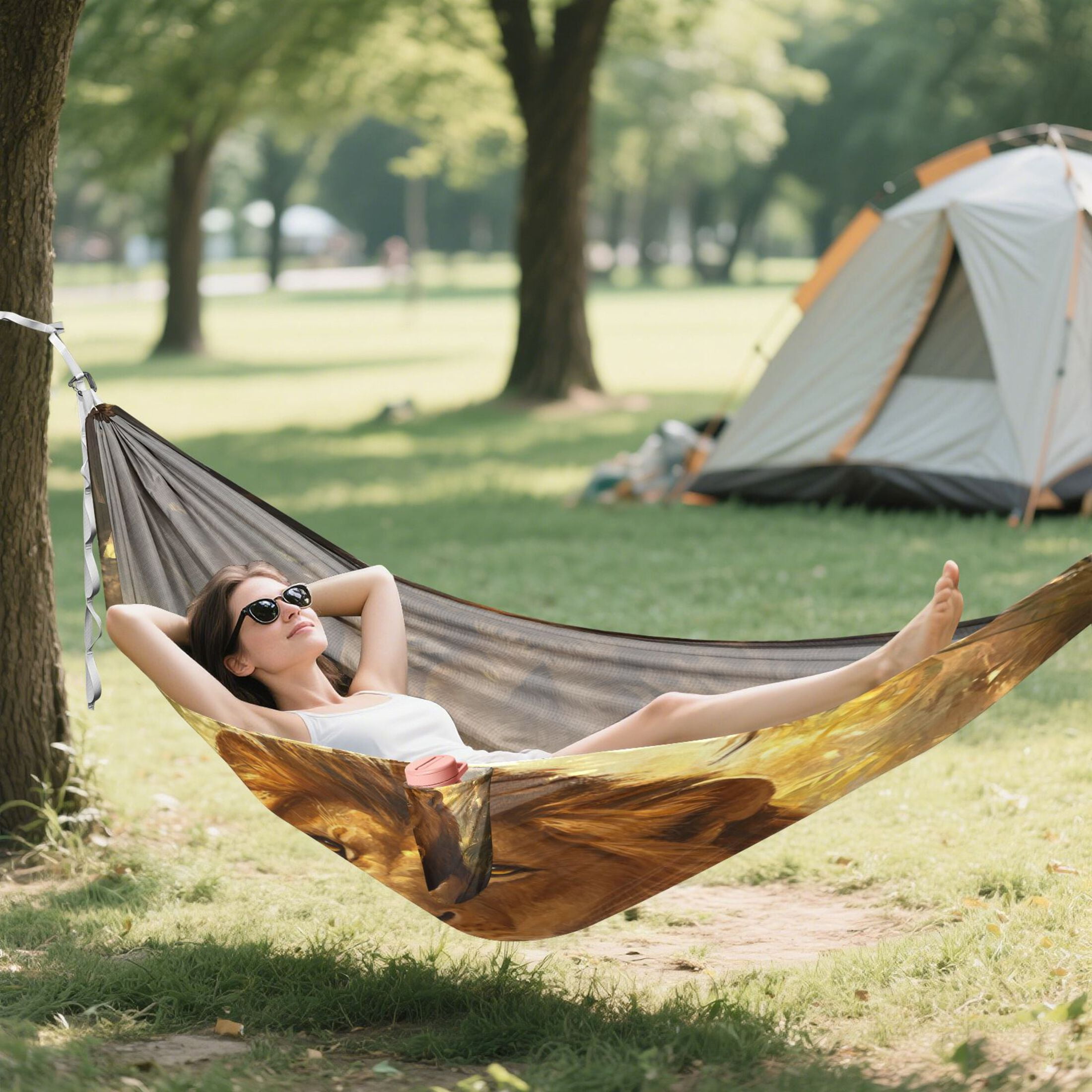 Hammock Camping Hammock Nylon Portable Hammock Travel Camping Hammock Father and Son Lions