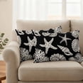 thumbnail image 2 of Black Starfish Coastal Outdoor Waterproof Pillow Covers, Shell Coral Summer Beach Nautical Ocean Decorative Rectangle Throw Pillowcase Sofa Cushion Sham for Patio/Couch/Chair, 20"x12" 2 Pack, 2 of 8