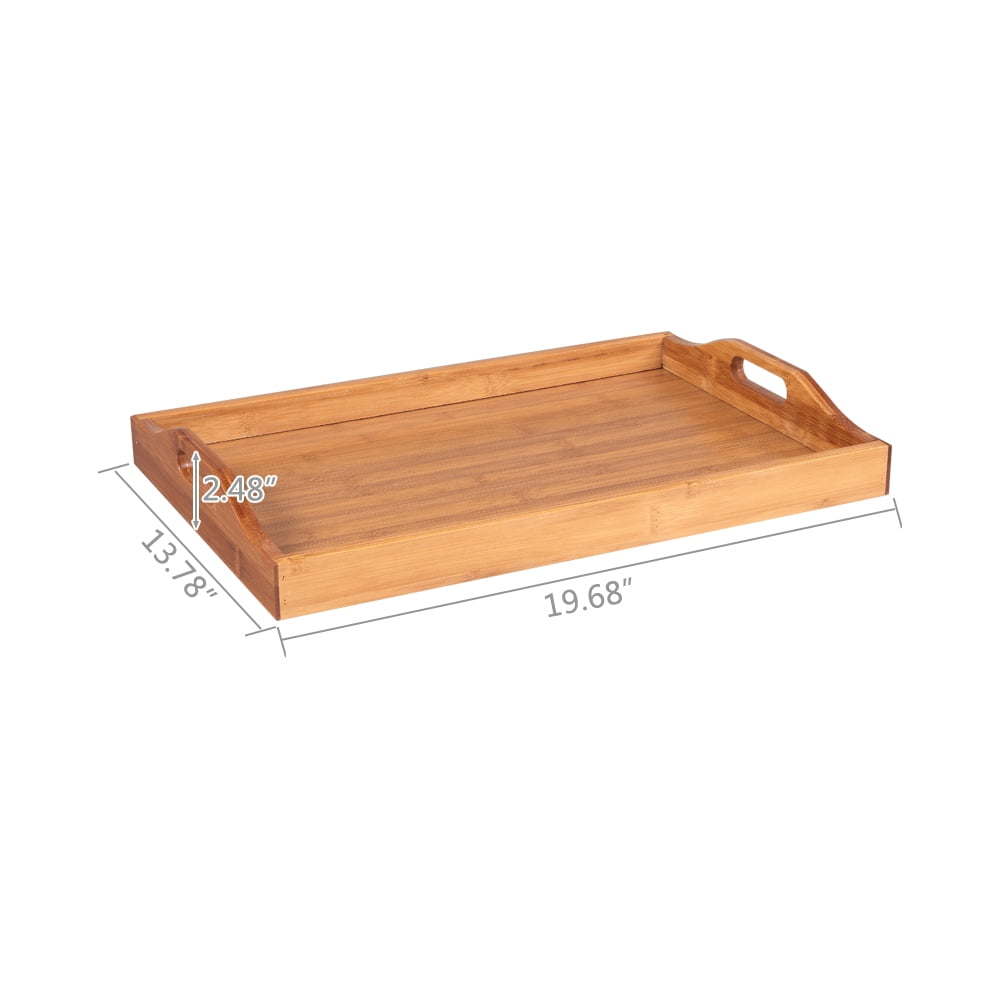 Lowestbest Tea Tray, Bar Tray, Serving Tray, Serving Platters Bamboo, Tray for Dinner Trays, Wooden Tray with Handles, Breakfast Tray, Parties, Bed Tray