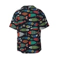 thumbnail image 2 of Fotbe Hand Drawn Colorful Fishes print Short Sleeve Button Down Shirts for Men Casual Summer Beach Wrinkle Free Shirt-Large, 2 of 7