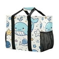 thumbnail image 2 of Cute Line Whales Reusable Grocery Bags with Handle Side Pocket Waterproof Shopping Portable Tote, 2 of 8