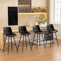 COOLHUT 28" Dining Chairs Set of 4, Modern Kitchen & Dining Room Chairs, Upholstered Faux Leather Dining Chair, Armless Dinner Side Chairs with Sturdy Metal Legs (Black, Set of 4)
