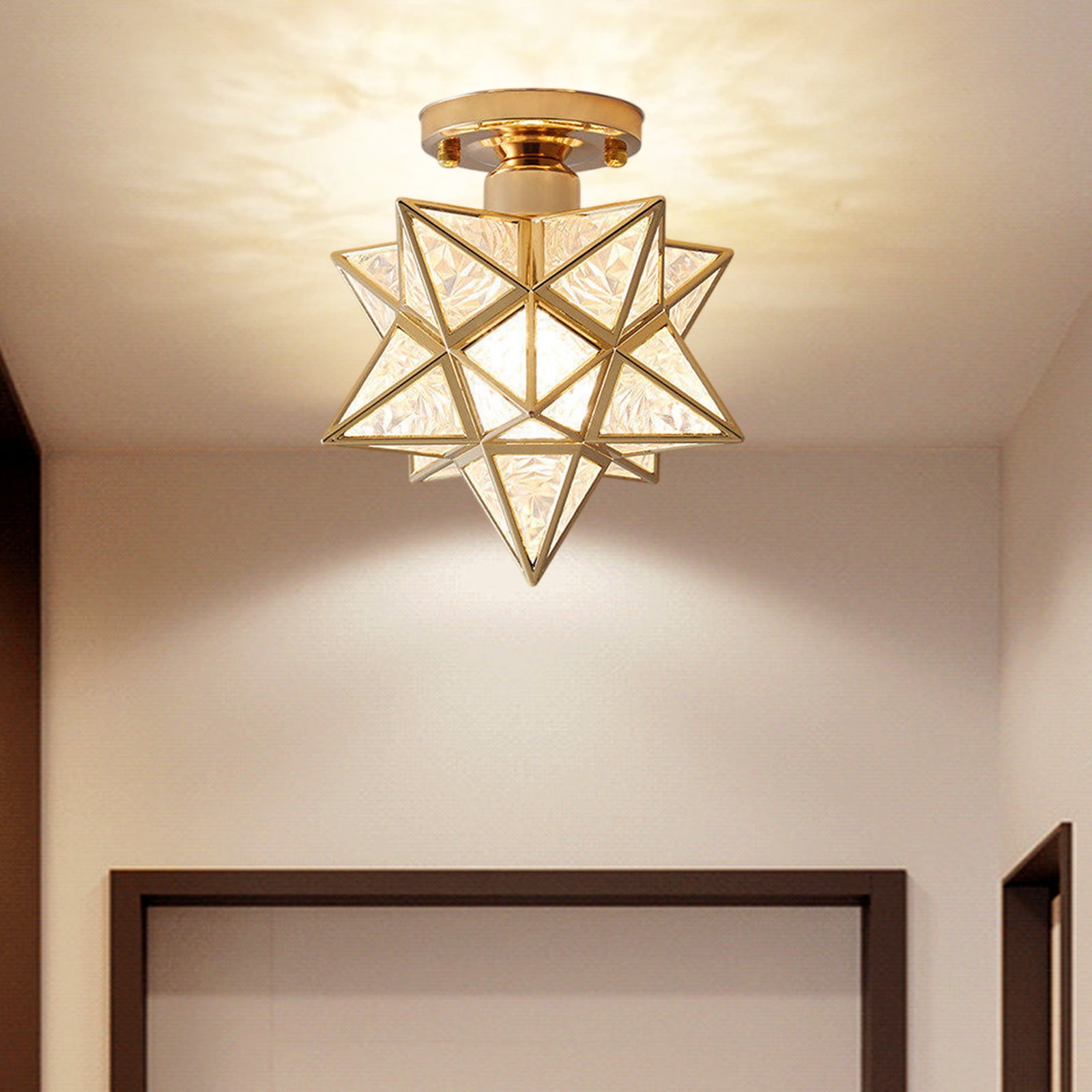 2 Packs Crystal Ceiling Light Fixture Modern Star Design with Warm Glow for Hallway Balcony Entryway PVC Material 25x20x20cm Easy Installation Home Decor Lighting