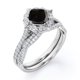 thumbnail image 4 of JeenMata Anillo Nupcial con Pavé Infinito de Moissanita y Diamantes Negros Cultivados en Laboratorio de Talla Cojín de 1,5 Quilates Engastado en Oro Blanco de 18 K sobre Plata, 4 of 6