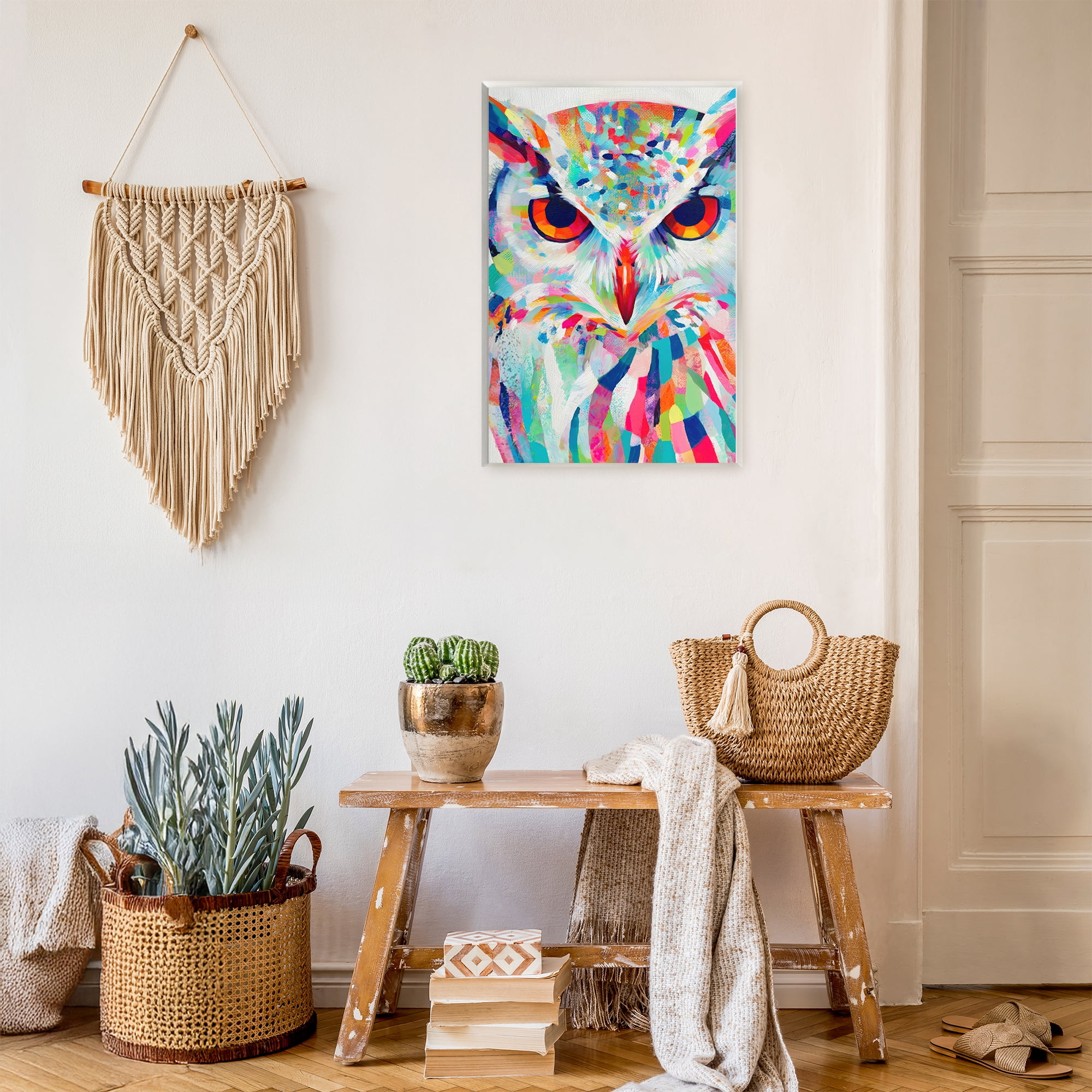 Stupell Industries Expressive Owl Gaze Wall Plaque Art, design by Chromatic Storm Studio