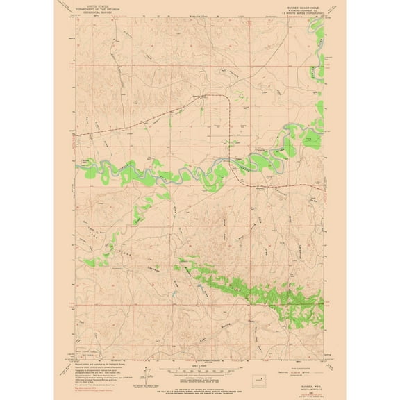 Topographical Map - Sussex Wyoming Quad - USGS 1961 - 23 x 31.47 - Vintage Wall Art