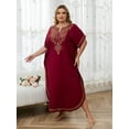 thumbnail image 6 of Edolynsa Plus Size Moroccan Kaftan Dress for Women Embroidery Caftan Tunic Maxi Beach Dresses Bathing Suit Cover up Sleepwear, 6 of 9