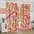 thumbnail image 4 of Retro 70s Groovy Curtains, Vintage Abstract Funky Modern Art Window Drapes Boho Pink Orange Spiral Swirl Waves Window Treatments for Bedroom Living Room 42x63in, 4 of 6