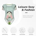thumbnail image 4 of Fotbe White Bunny Bottom And Easter Eggs Body de Mujer con Cuello Redondo y Mangas Cortas, Sin Mangas Ajustado, Suave, Cómodo y Básico-Large, 4 of 7