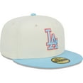 thumbnail image 3 of Men's New Era Cream/Light Blue Los Angeles Dodgers Spring Color Two-Tone 59FIFTY Fitted Hat, 3 of 5