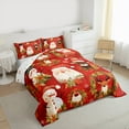 thumbnail image 3 of Manfei Santa Claus Queen Comforter Set for Kids, Kawaii Snowman Reindeer Bedding Sets, Christmas Flower Reversible Bedding Comforter Set, Breathable Home Decor, 3pcs, 3 of 8