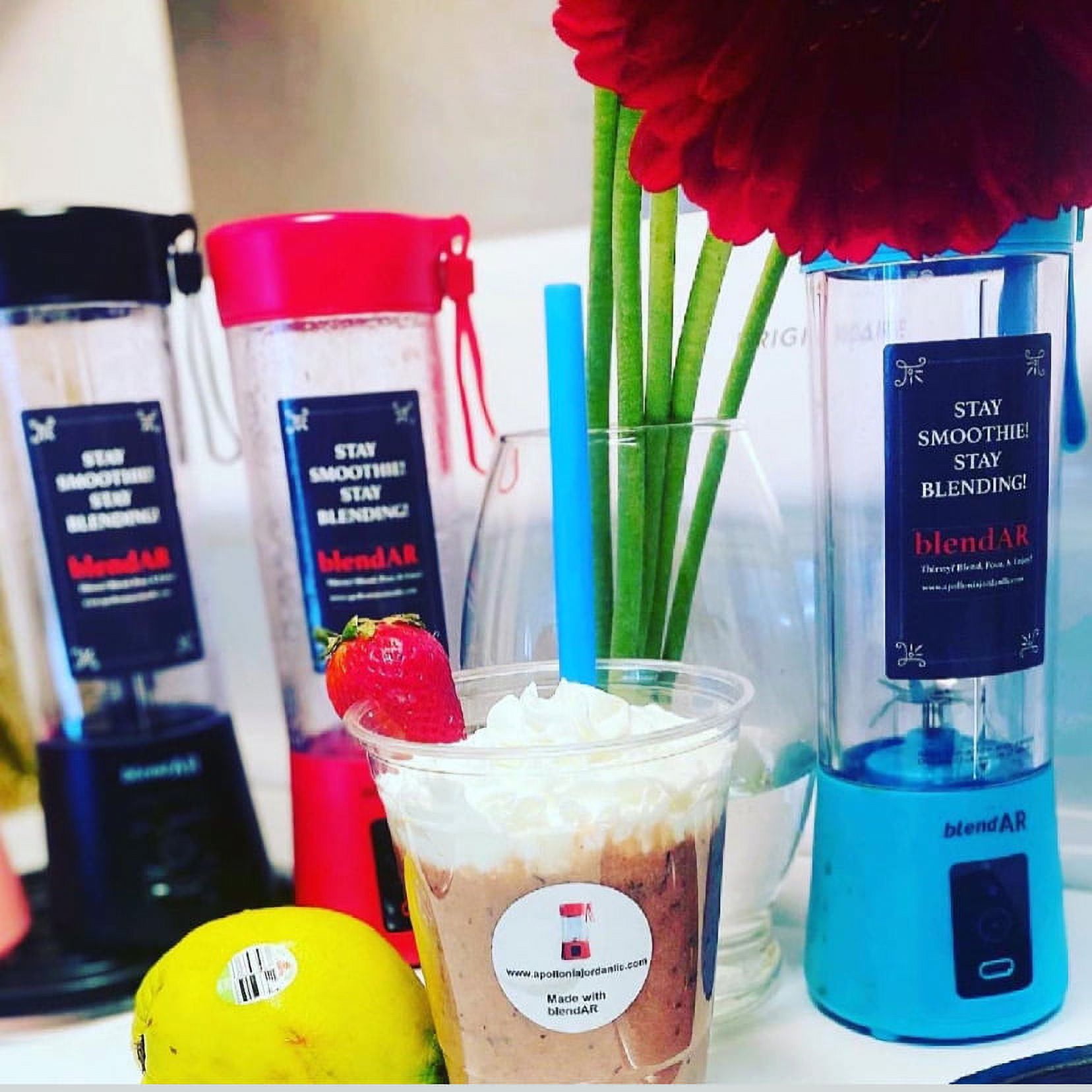 BlendAR Portable Blender, Battery Powered, 14 oz (Pink, Red, Blue & Black)
