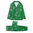 thumbnail image 4 of mgoYE Christmas Pajamas for Family Silk Satin Button Sleepwear Long Sleeve Nightwear 2 Pcs Comfy Loungewear Set, 4 of 6
