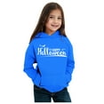 thumbnail image 4 of Arlun Girls Smile Long Sleeve Hoodies Cute Loose Letter Printed Heart Graphic Sweatshirts Tops Casual Baggy Comfortable Drawstring Pullover with Pocket Dark Blue 6-7Years, 4 of 4