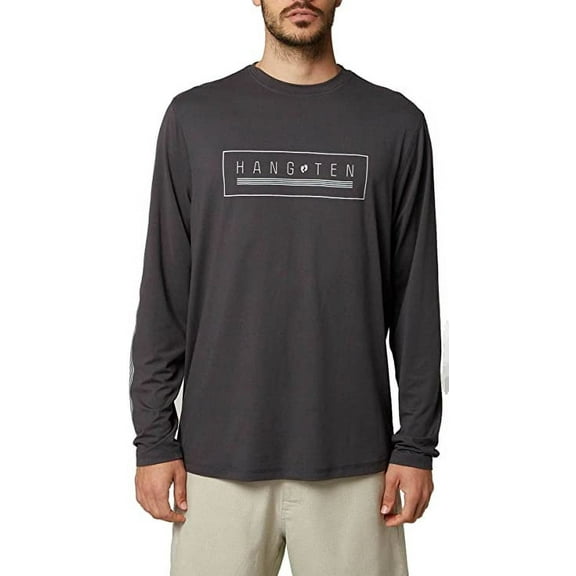 Hang Ten Mens Long Sleeve Sun Tee Shirt (Asphalt, XXL)