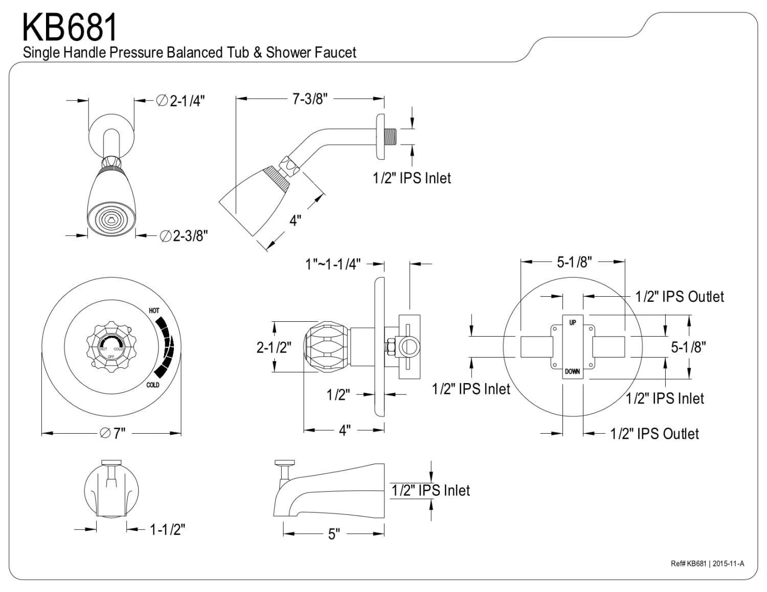 Kingston Brass Chatham Single Handle Tub & Shower Faucet