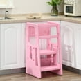 thumbnail image 2 of Toddler Tower with Adjustable Height, Toddler Kitchen Stool Helper with Anti-slip Mat, Step Stool for Kitchen, Bathroom, Pink, 2 of 9