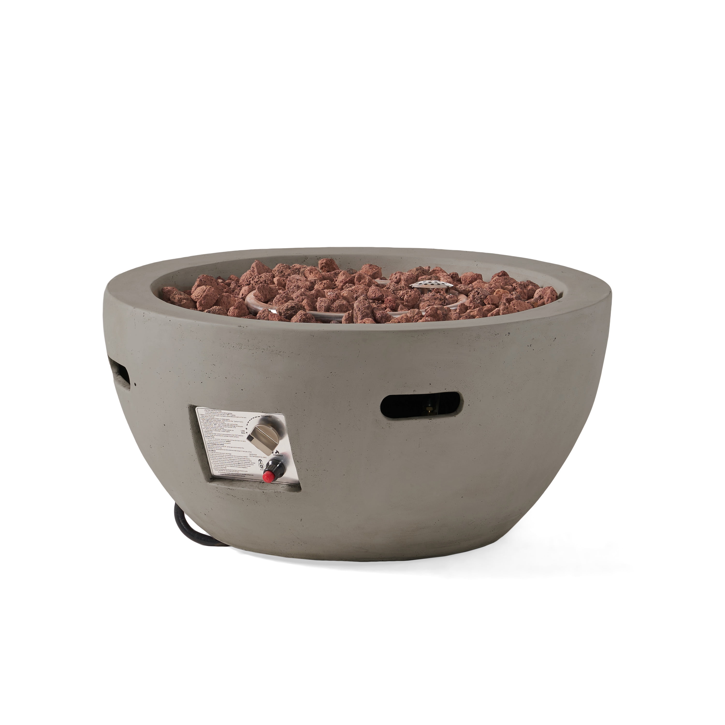 GDF Studio Toulouse Outdoor 40,000 BTU Lightweight Concrete Fire Pit Bowl (No Tank Holder), Light Gray