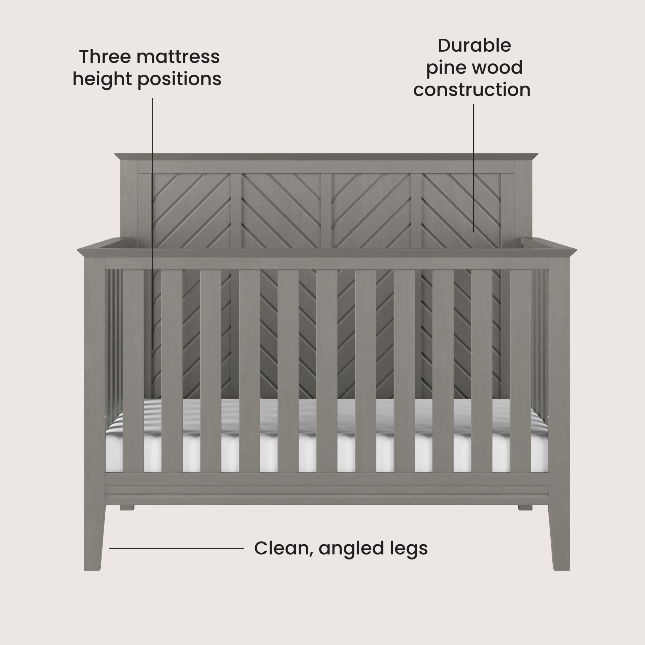 Child Craft Atwood Crib and Dresser Nursery Set, 4-in-1 Convertible Crib with 3-Drawer Dresser, Lunar Gray, 2-Piece