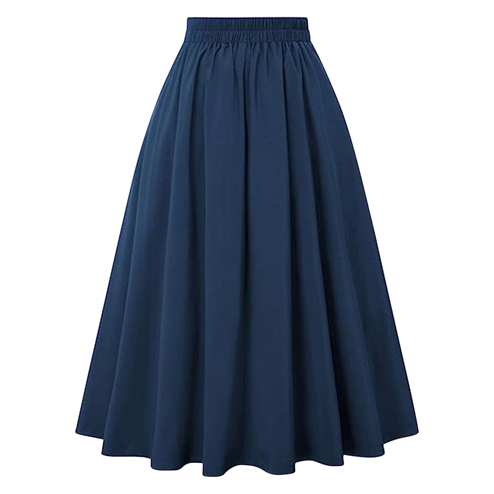 Cavosen Tennis Skirts for Women Long Maxi Ankle Length Skirts Pleated Summer Skirts High Waist Plain Pencil Skirts Dress Button with Pocket Athletic Beachwear Resortwear Blue XL