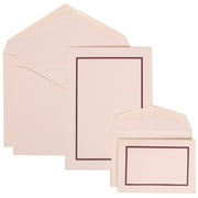 JAM Paper Wedding Invitation Combo Set, 1 Large & 1 Small, Bold Border Set, Purple Card with White Envelope -100/pack