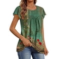 thumbnail image 3 of Fantaslook Womens Blouses Dressy Casual Pleated Tunic Tops Floral Ruffle Sleeve Summer Shirts, 3 of 8