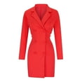 thumbnail image 5 of Luxalzxs Blazer Dress for Women Double Breasted Long Sleeve V Neck Suit Jacket Sexy Cutout Waist Blazer Dresses for Work Office Business, 5 of 7