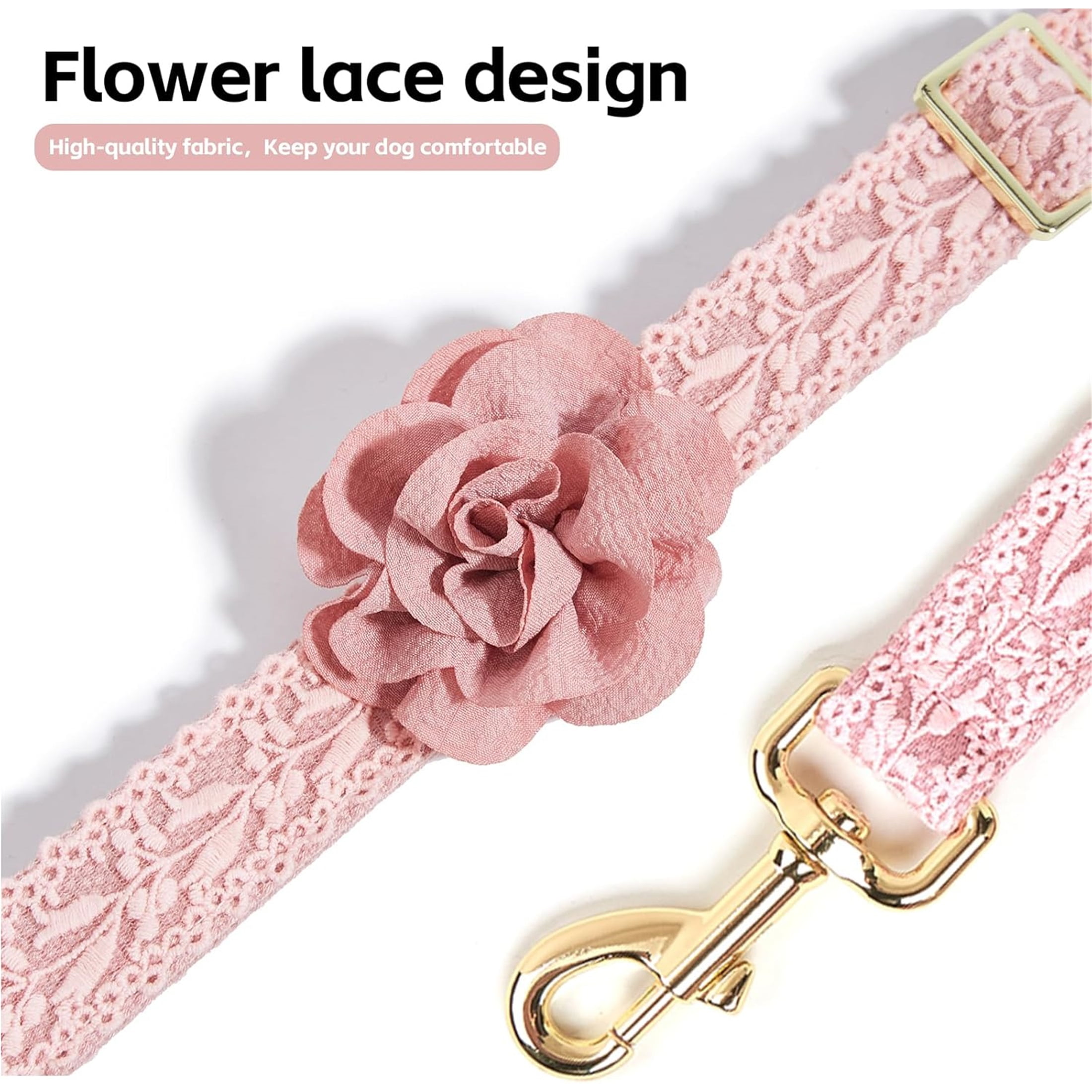 UOSIA Soft Lace Dog Harness and Leash Set,Adjustable Dog Wedding Harness Vest