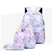Lowestbest Tie Dye Bookbag Set, School Backpacks for Teen Girls, Travel Laptop Backpack Casual Daypacks, Blue powder