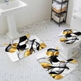 thumbnail image 3 of Gold Black Line Bathroom Rugs Set Metallic Texture Non Slip Absorbent Soft Bath Mats 3 Piece Set with Bathroom Rug, U-Shaped Floor Mat, Toilet Seat Cover Large Size, 3 of 9