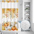 thumbnail image 4 of No Hook Shower Curtain with Built-in Rings - Fall Thanksgiving Washable Waterproof Fabric Bathroom Curtains for Hotel,Rentals, Stall 36 X 72 Inch , Orange Pumpkins Autumn Leaves Floral, 4 of 9