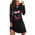 thumbnail image 1 of CEHVOM Robe Pull à Manches Longues Col Rond Décontractée Sexy pour Femmes Imprimé de Noël, 1 of 4
