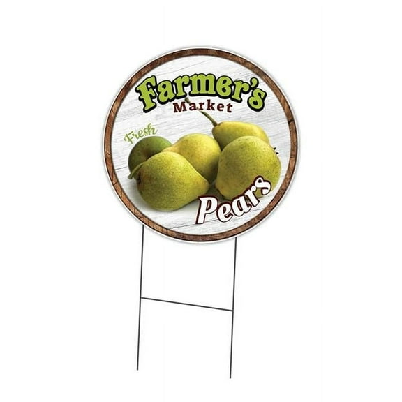 SignMission Corrugated Plastic Sign With Double Sided Image 24" Circular - Farmer's Market Pears | Coroplast Yard Sign With Stake |  Made in the USA