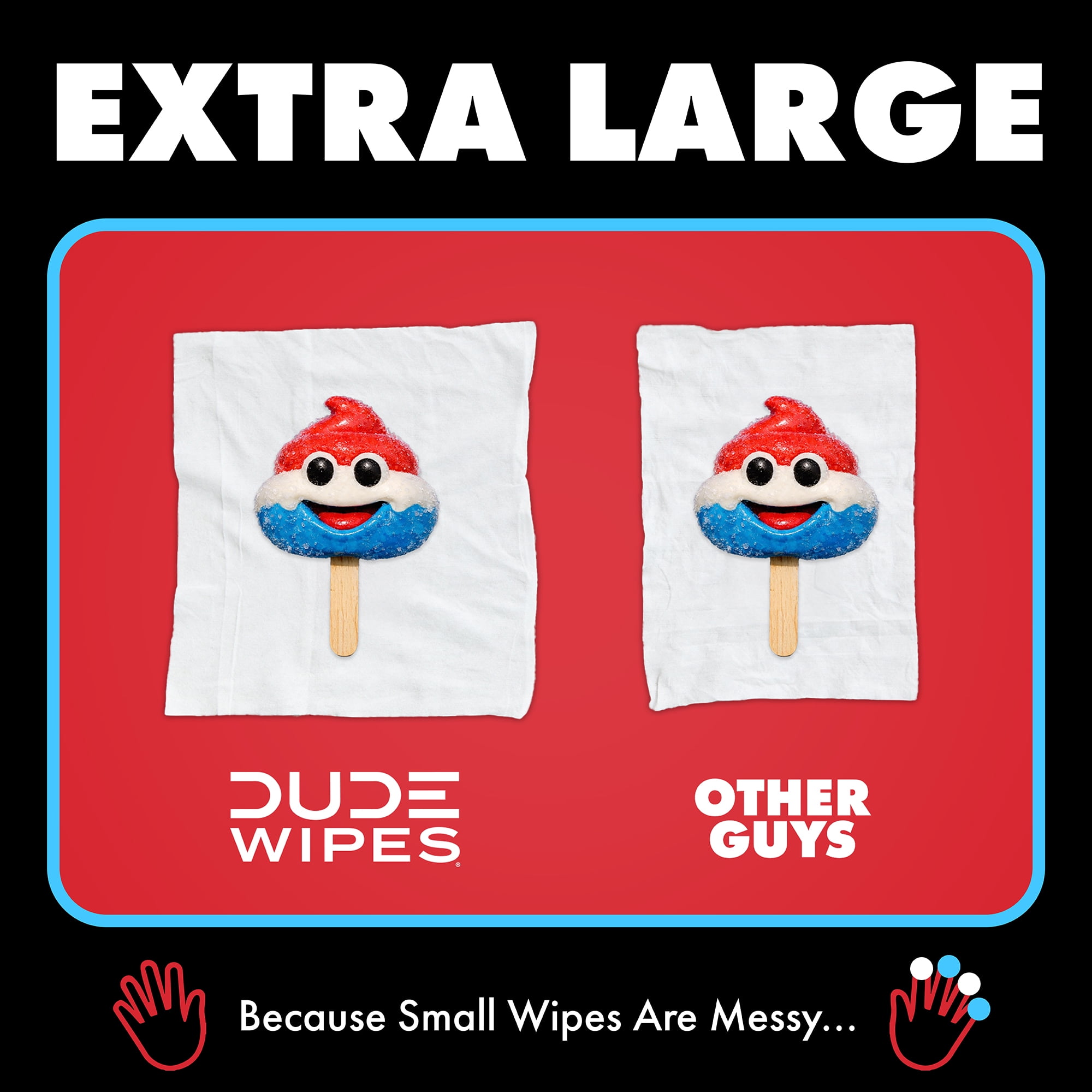 DUDE Wipes Poopsicle, Ice Pop Scented Extra Large Flushable Wipes, 48 Count, 3 Pack (144 Total)