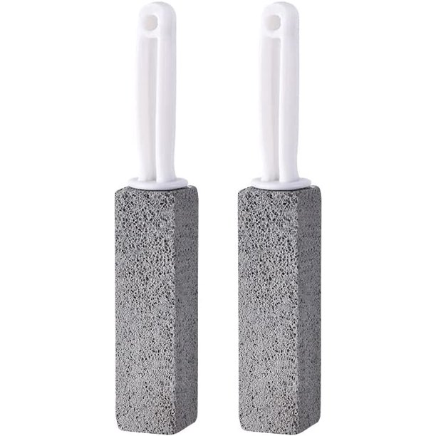 Pumice Stone Toilet Bowl Clean Brush with Handle (2Pack) , Removes