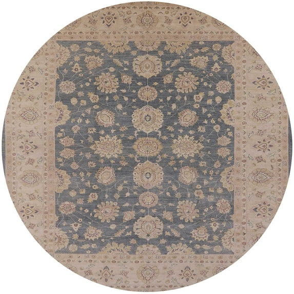 Ahgly Company Indoor Round Mid-Century Modern Rose Purple Oriental Area Rugs, 3' Round