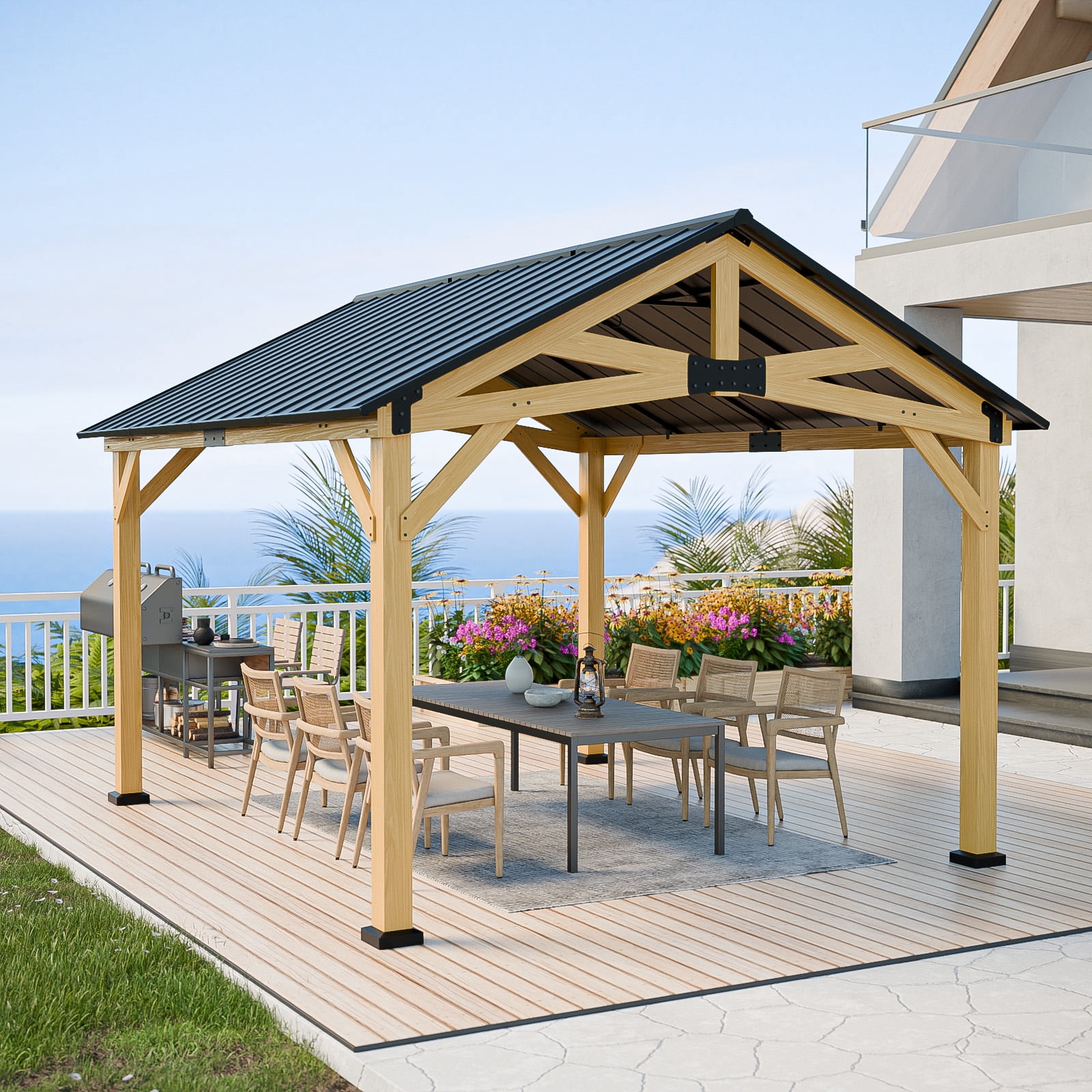 Backyard Discovery Saxony XL Outdoor Grill Gazebo with Wooden