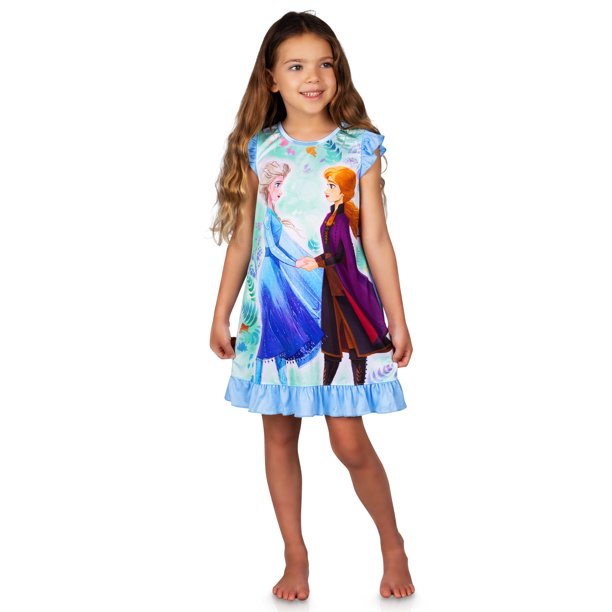 Disney - Frozen II Girls' Nightgown Elsa and Anna Dressy Gown Sleepwear ...